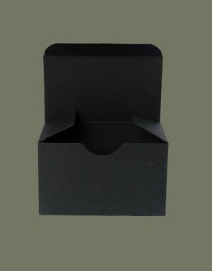black cardboard boxes
